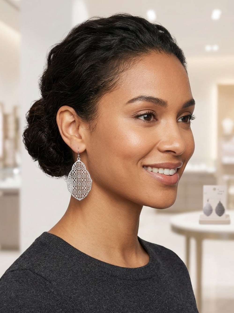 A New Day Silver Filigree Teardrop Earrings - NWT